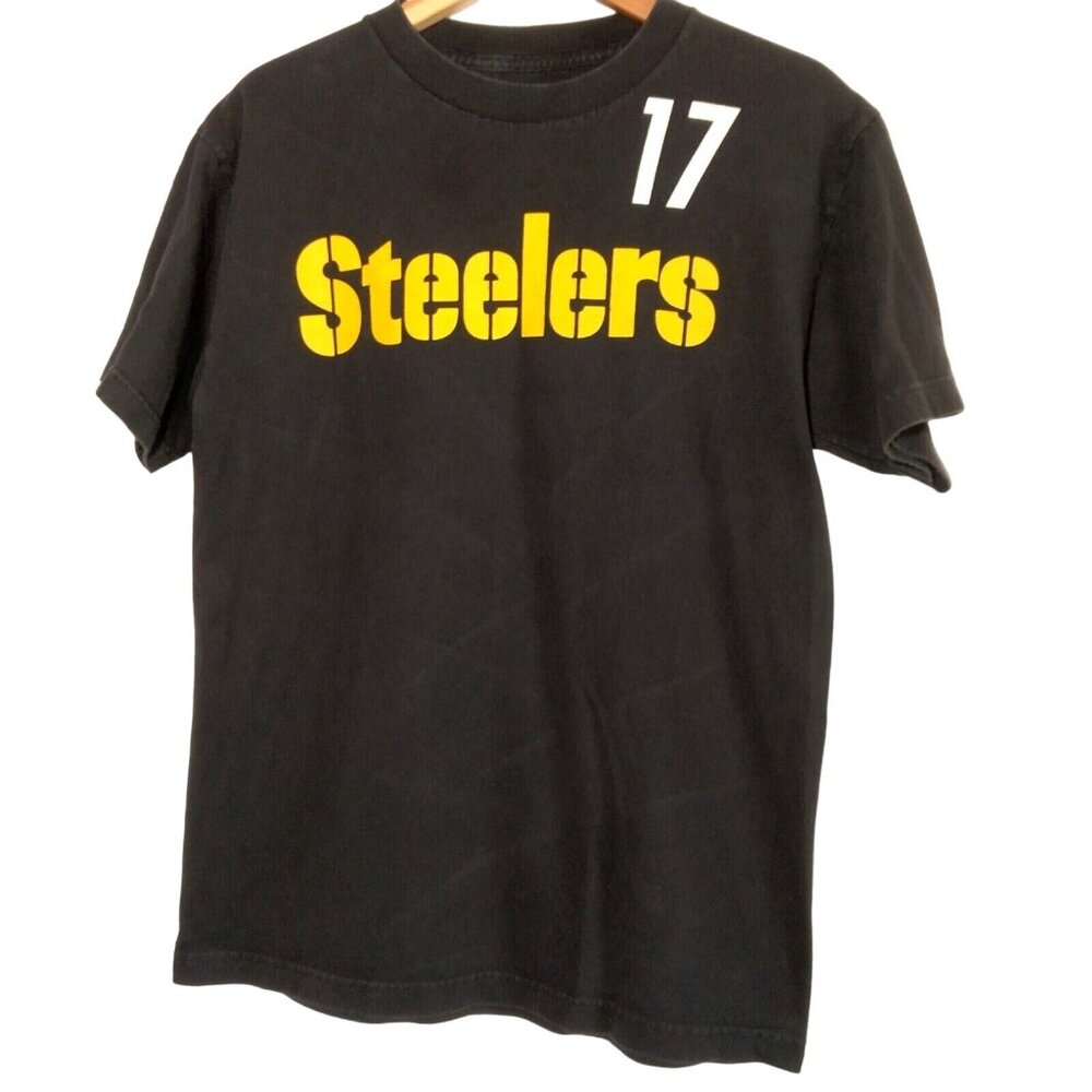 Pittsburgh Steelers Mike Wallace T Shirt Reebok Medium NFL Black Football #17